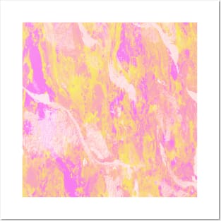 yellow white and purple tie dye pattern Posters and Art